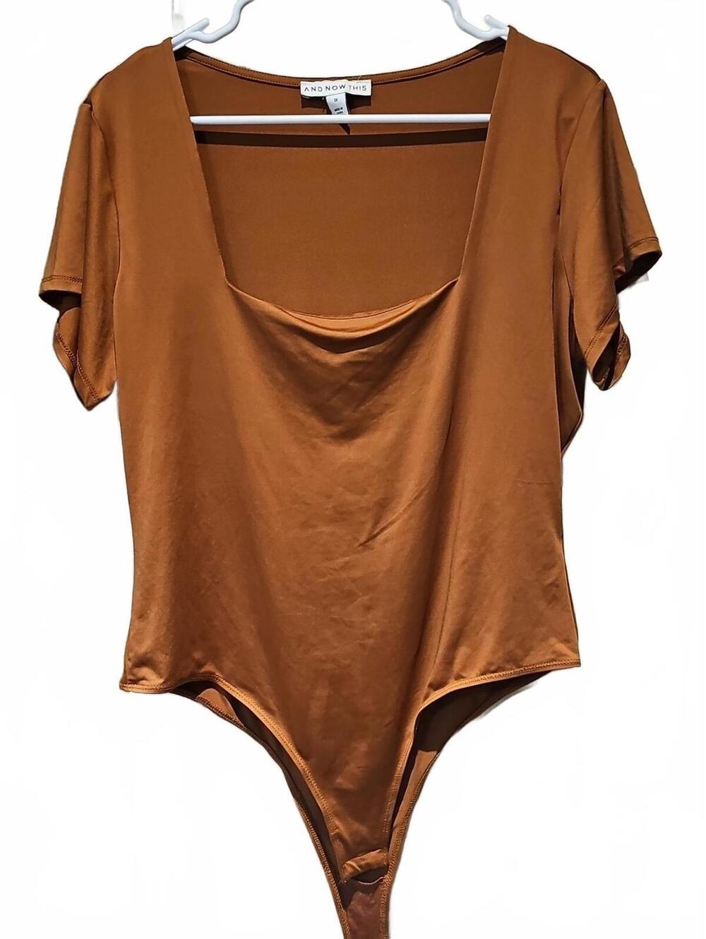 And Now This Cinnamon Brown Short Sleeve Bodysuit - Size 1X